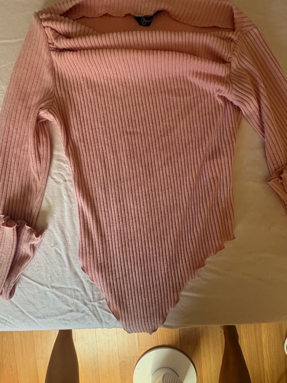 Off-shoulder Ribbed Top - Dusty Rose